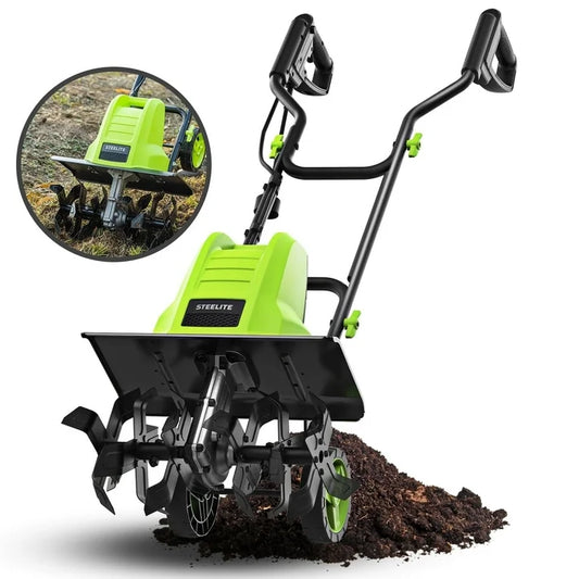 16 Inch Corded Electric Tiller,13.5-Amp Electric Tiller and Cultivator for Gardening