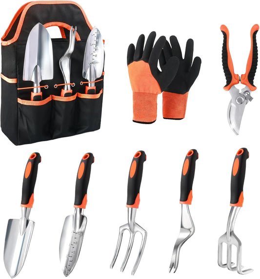 8 Piece Gardening Tools Set with Non Slip Ergonomic Handle