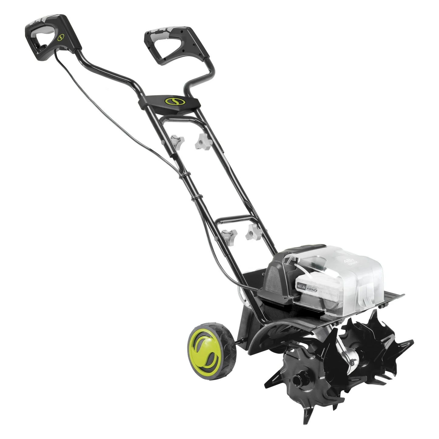 48V Cordless 14-inch Garden Tiller + Cultivator, 3-Position, 2 x 2.0-Ah Batteries & Charger