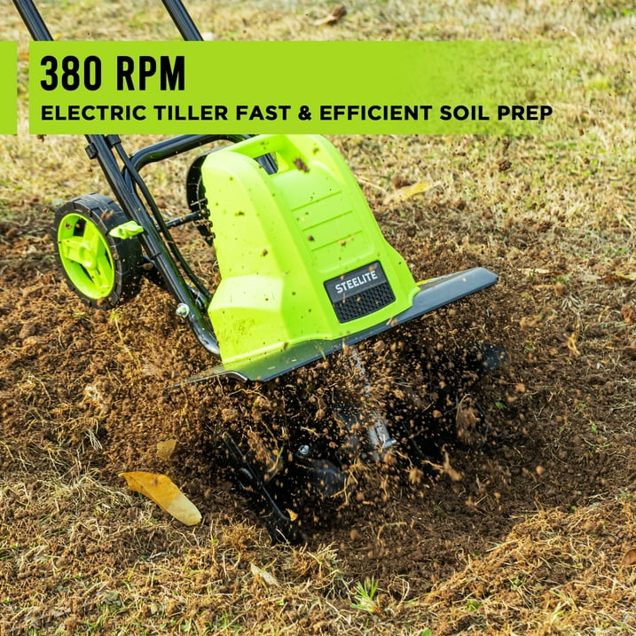 16 Inch Corded Electric Tiller,13.5-Amp Electric Tiller and Cultivator for Gardening