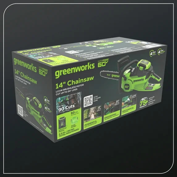 60V 14” 1.2kW Chainsaw with 2.5 Ah Battery & 3 Amp Charger 2028702